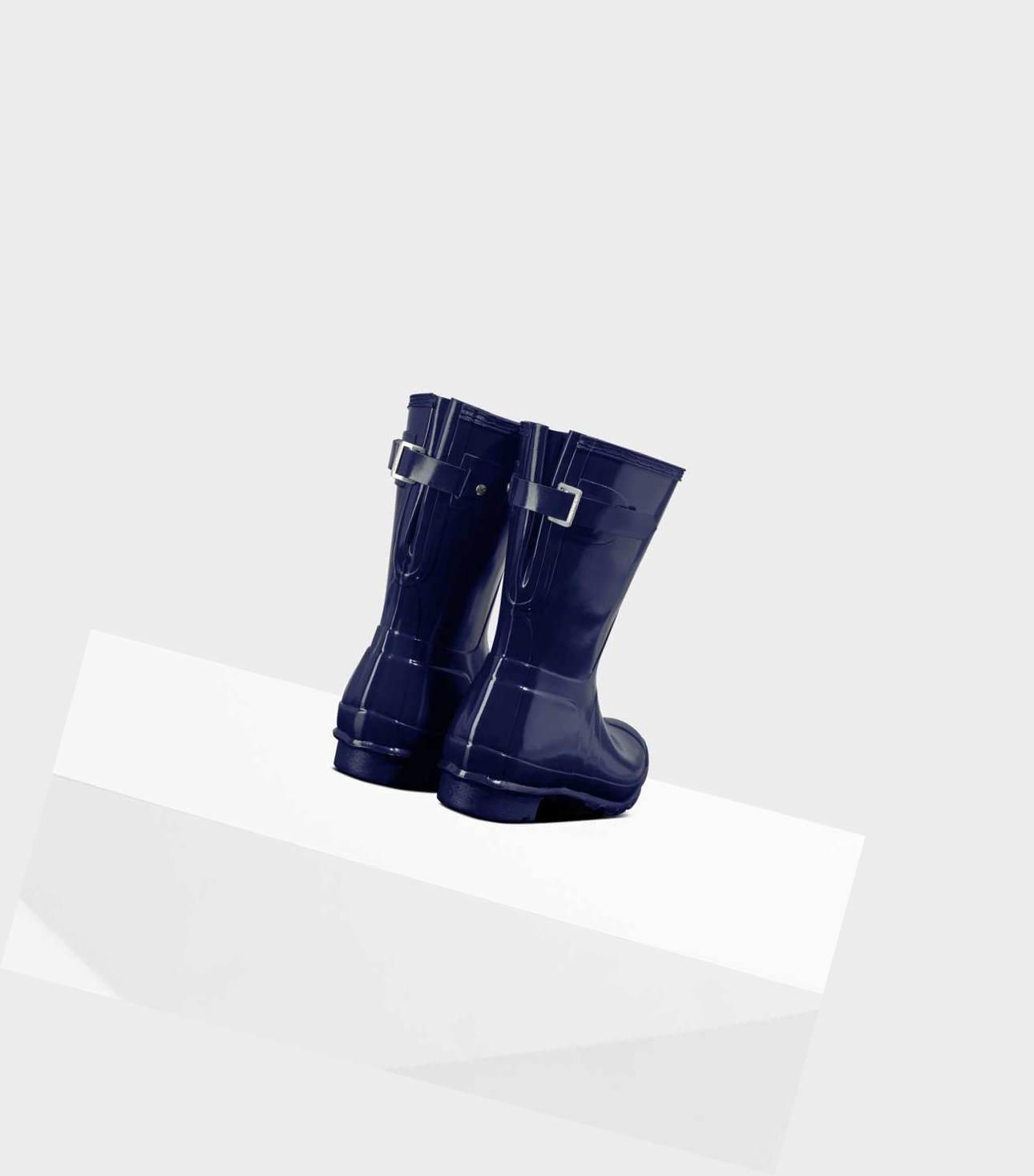 Stivali Corti Donna Hunter Original Corta Back Gloss Wellington Adjustable Blu | MDSRWU-812
