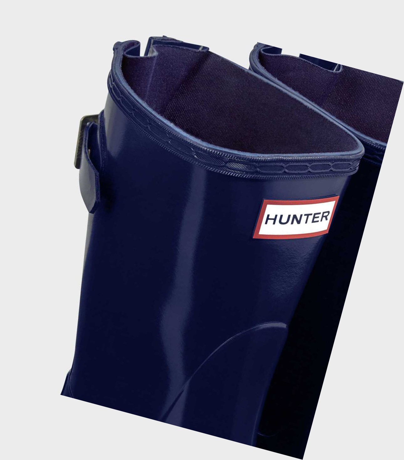Stivali Corti Donna Hunter Original Corta Back Gloss Wellington Adjustable Blu | MDSRWU-812