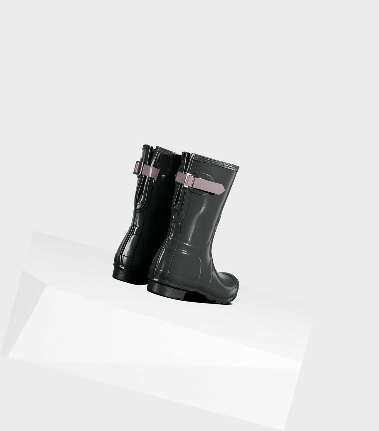 Stivali Corti Donna Hunter Original Corta Back Gloss Wellington Adjustable Verdi | SRUQFX-483