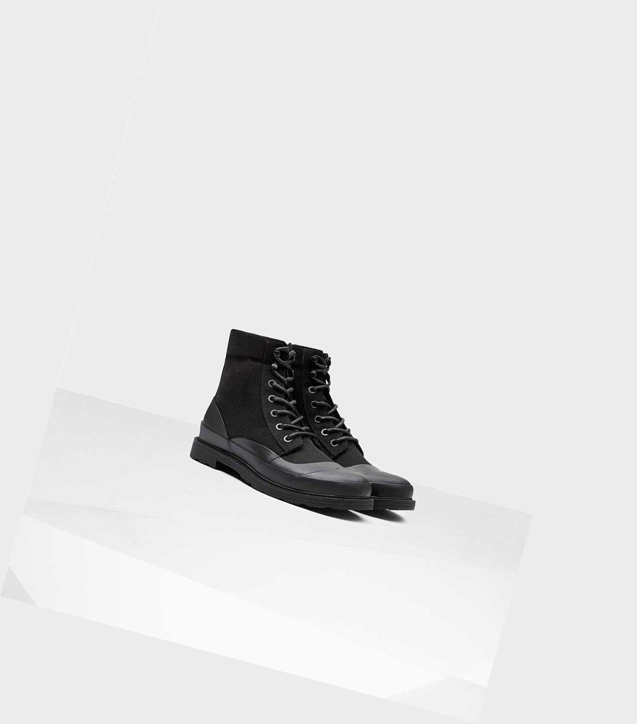 Stivali Corti Uomo Hunter Original Tela Pizzo-up Derby Wellington Nere | QITREP-687